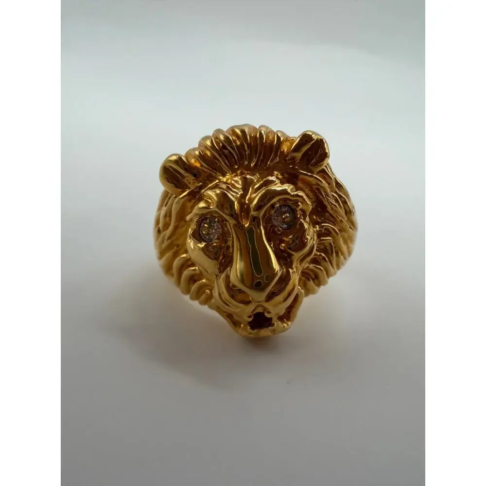 Lowell Hays Elvis Presley Lion Head Ring 18K Gold Plated Size 9
